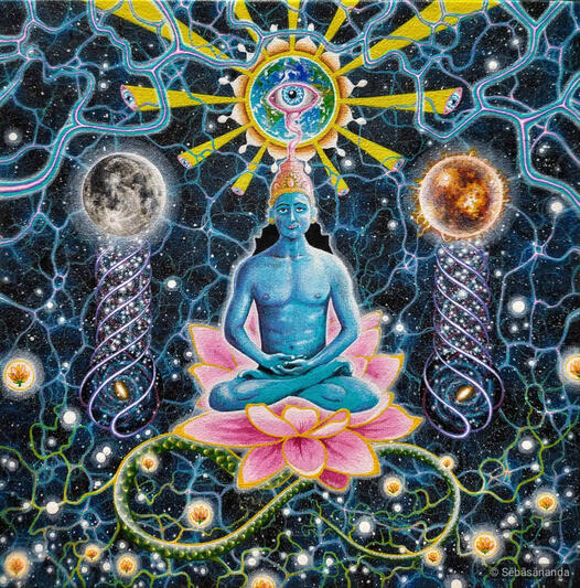 Cosmic lotus Acrylic on panel, 25 x 25 cm 2025