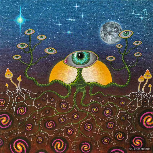 Mycorrhiza being Acrylic on panel, 25 x 25 cm 2023