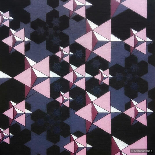 Tetrahedron star flock Acrylic on panel, 25 x 25 cm 2022