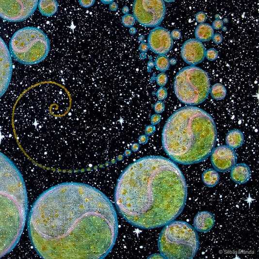 Fractal universe Acrylic on panel, 25 x 25 cm 2022