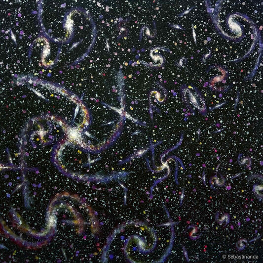 Galaxy cluster Acrylic on panel, 25 x 25 cm 2022