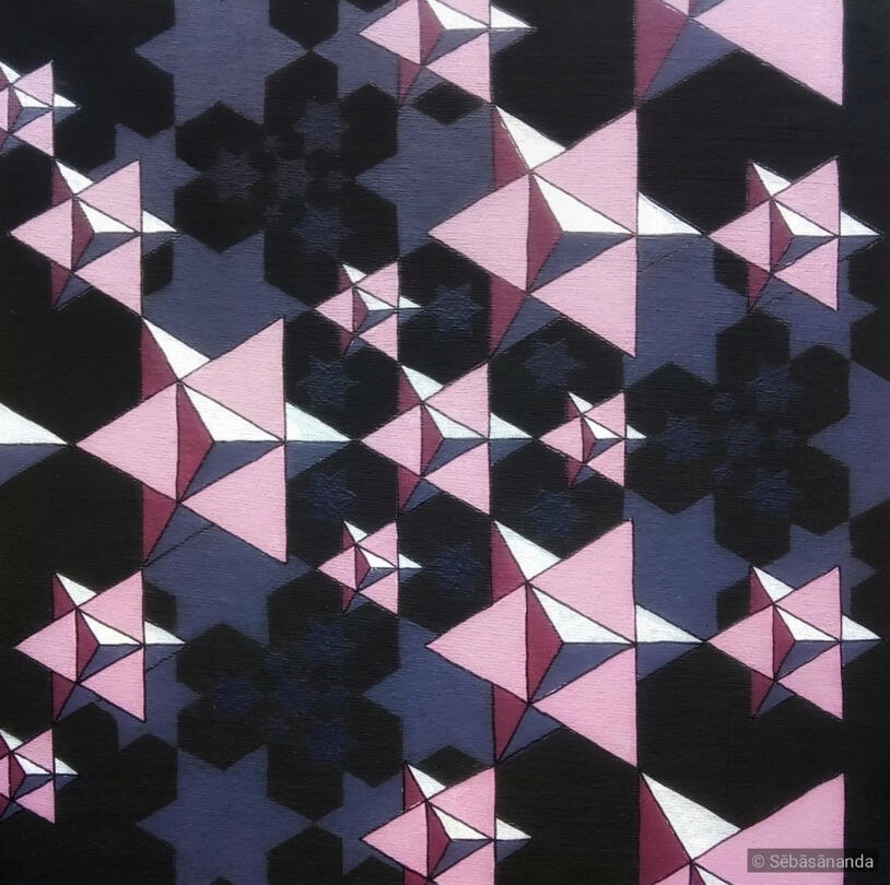 Tetrahedron star flock Acrylic on panel, 25 x 25 cm 2022