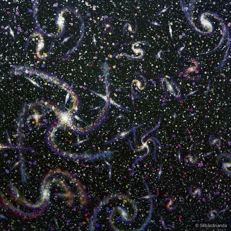 Galaxy cluster Acrylic on panel, 25 x 25 cm 2022