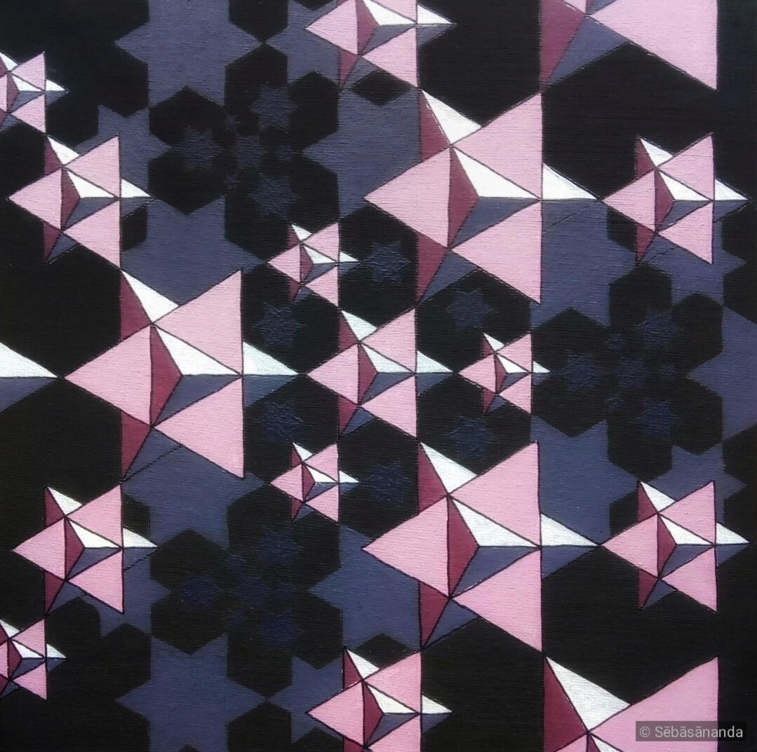 Tetrahedron star flock Acrylic on panel, 25 x 25 cm 2022