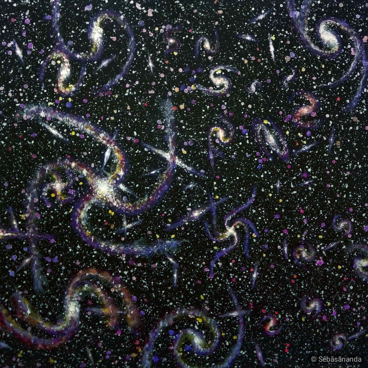 Galaxy cluster Acrylic on panel, 25 x 25 cm 2022